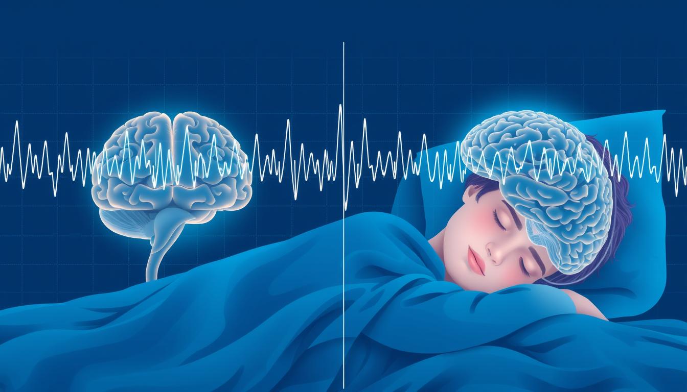 Brain waves during deep sleep phase showing slow-wave patterns