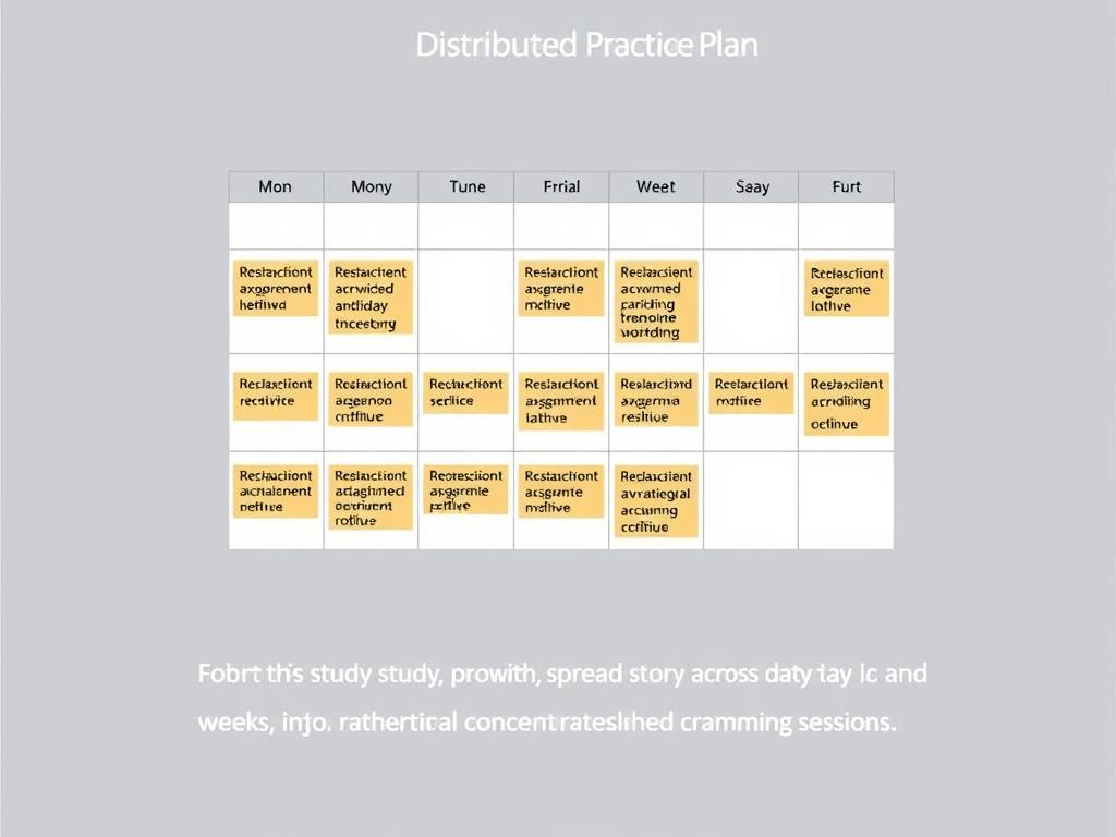 Calendar showing distributed practice schedule with short, regular study sessions