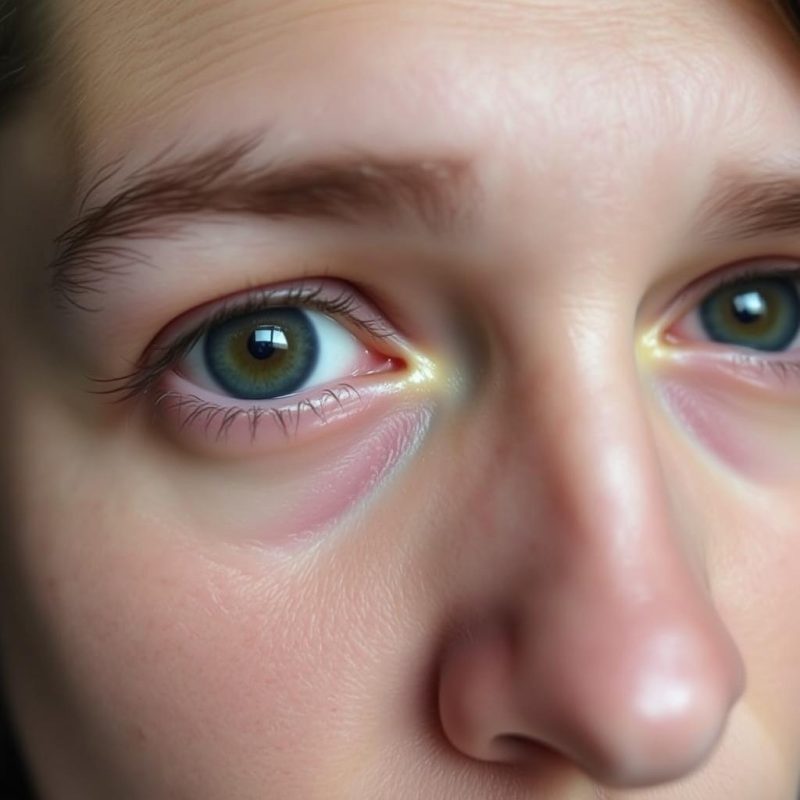 Close-up of person with dark circles under eyes, a subtle symptom of adrenal fatigue
