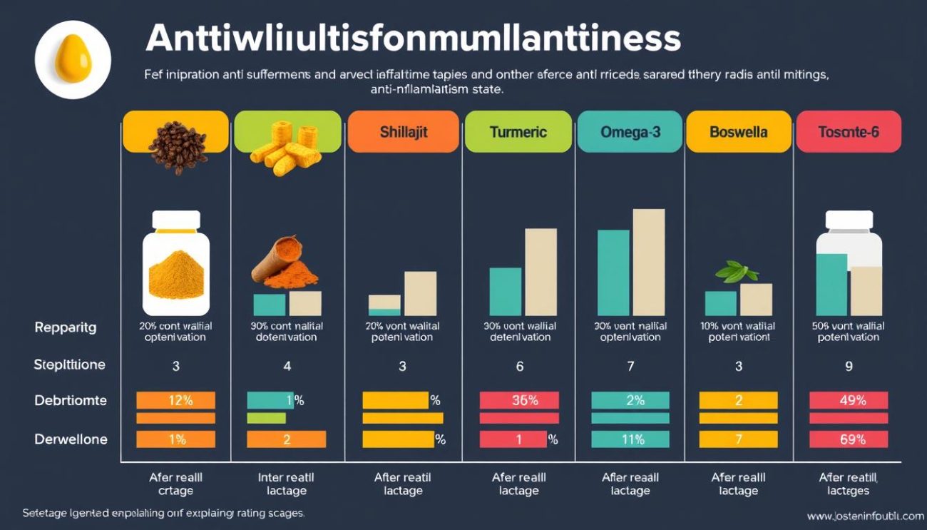 Comparison of different anti-inflammatory supplements showing their relative effectiveness