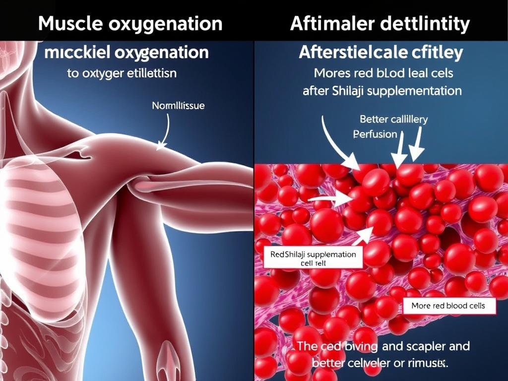 Comparison of oxygen delivery to muscles with and without natural pre workout Shilajit supplementation