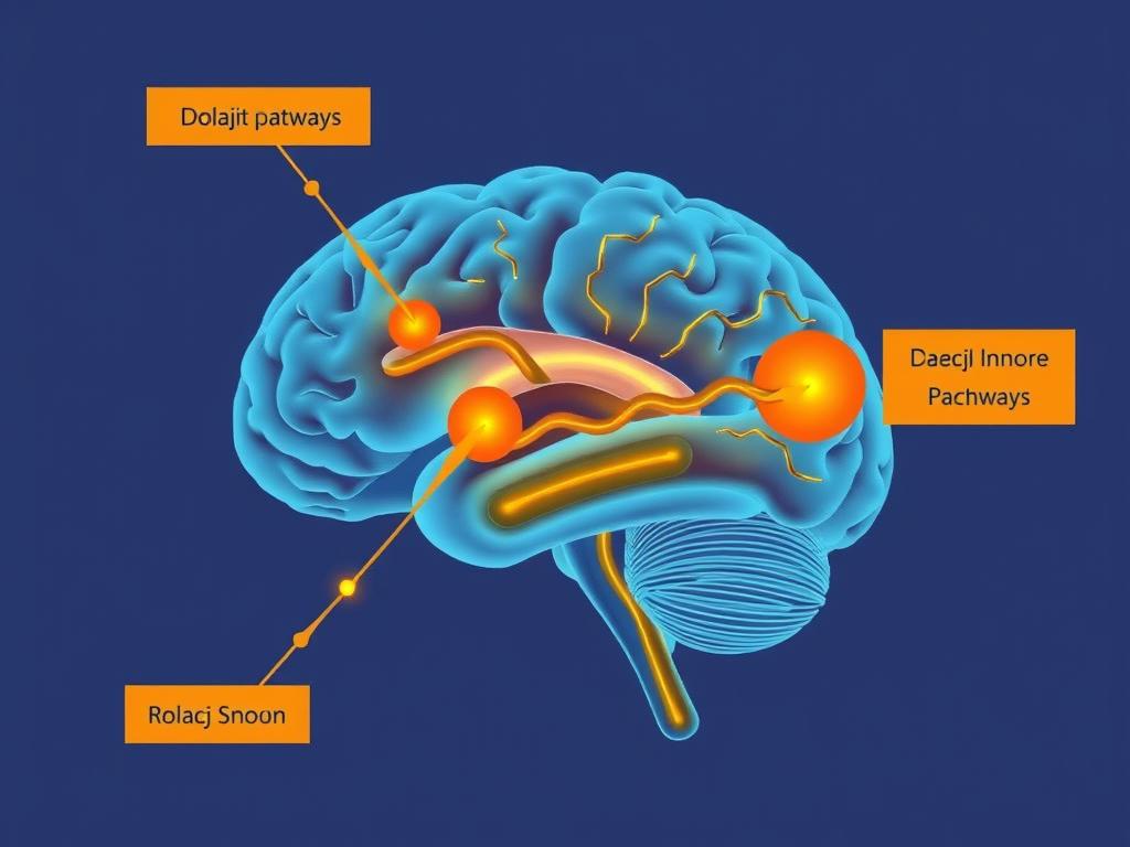 Diagram showing how Shilajit for RLS might work by affecting dopamine pathways in the brain