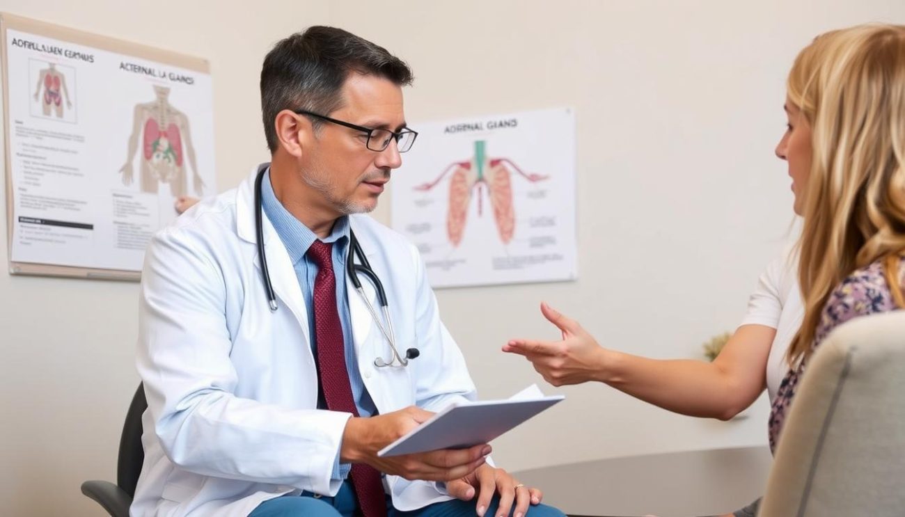 Doctor consulting with patient about symptoms of adrenal fatigue