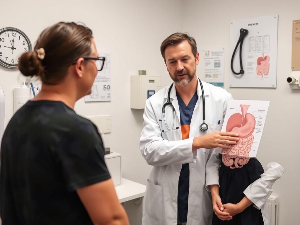 Doctor discussing gut health with patient, representing professional guidance for leaky gut