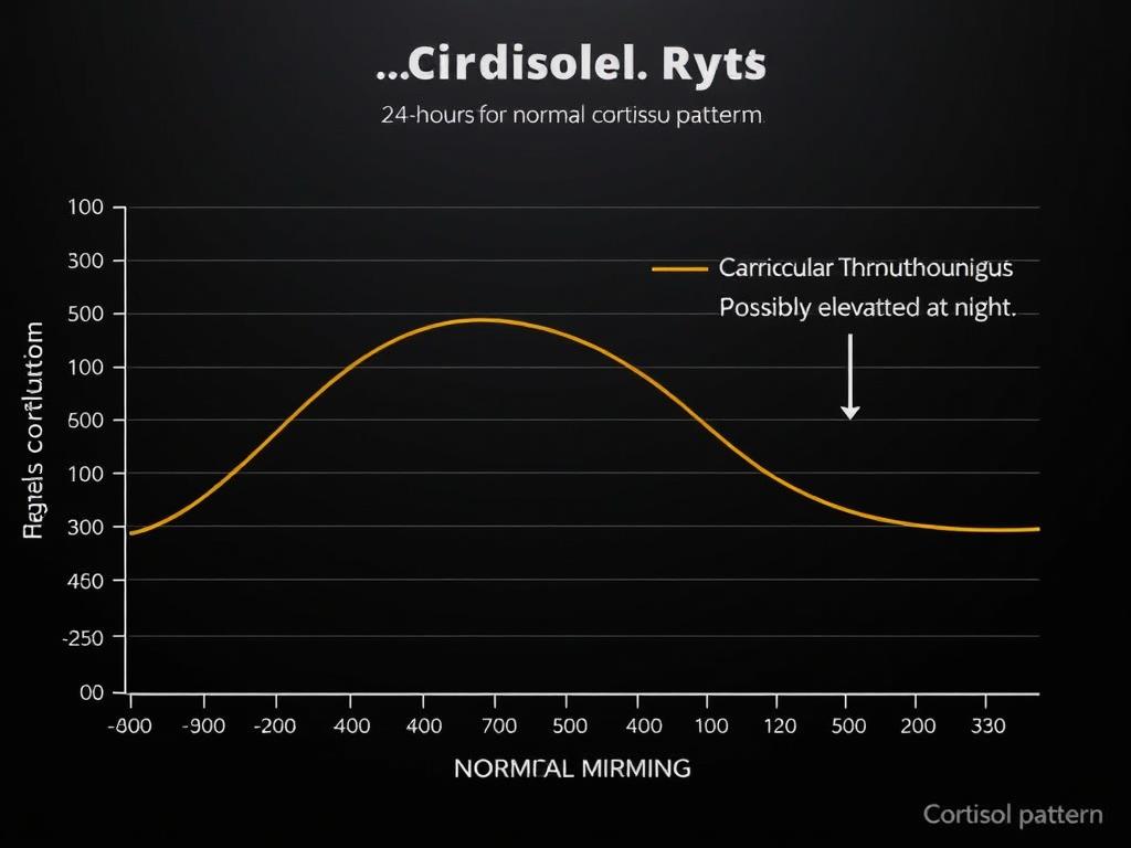 Graph showing normal cortisol rhythm versus disrupted pattern in adrenal fatigue