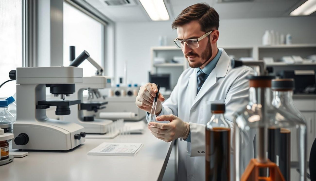 Laboratory testing of Shilajit for purity and fulvic acid content - best testosterone booster verification