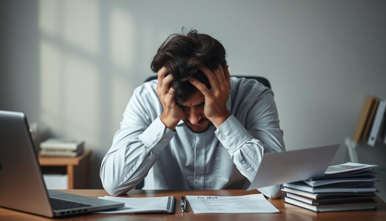 Person experiencing a motivational slump with low energy while overcome motivational slumps with shilajit
