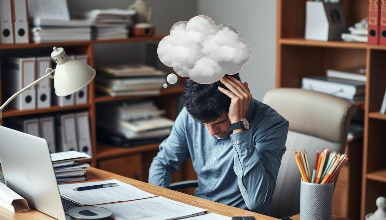 Person experiencing brain fog and depression symptoms