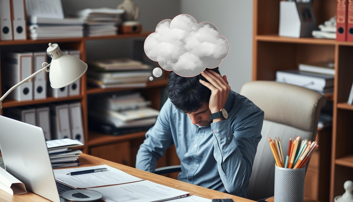 Person experiencing brain fog and depression symptoms