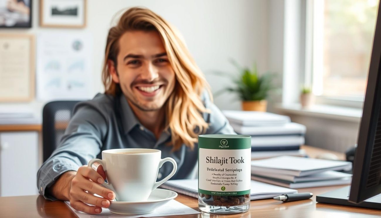 Person experiencing increased energy from Shilajit supplement