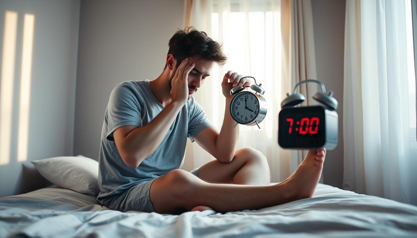 Person looking tired despite getting 8 hours of sleep, illustrating the difference between sleep quality and quantity