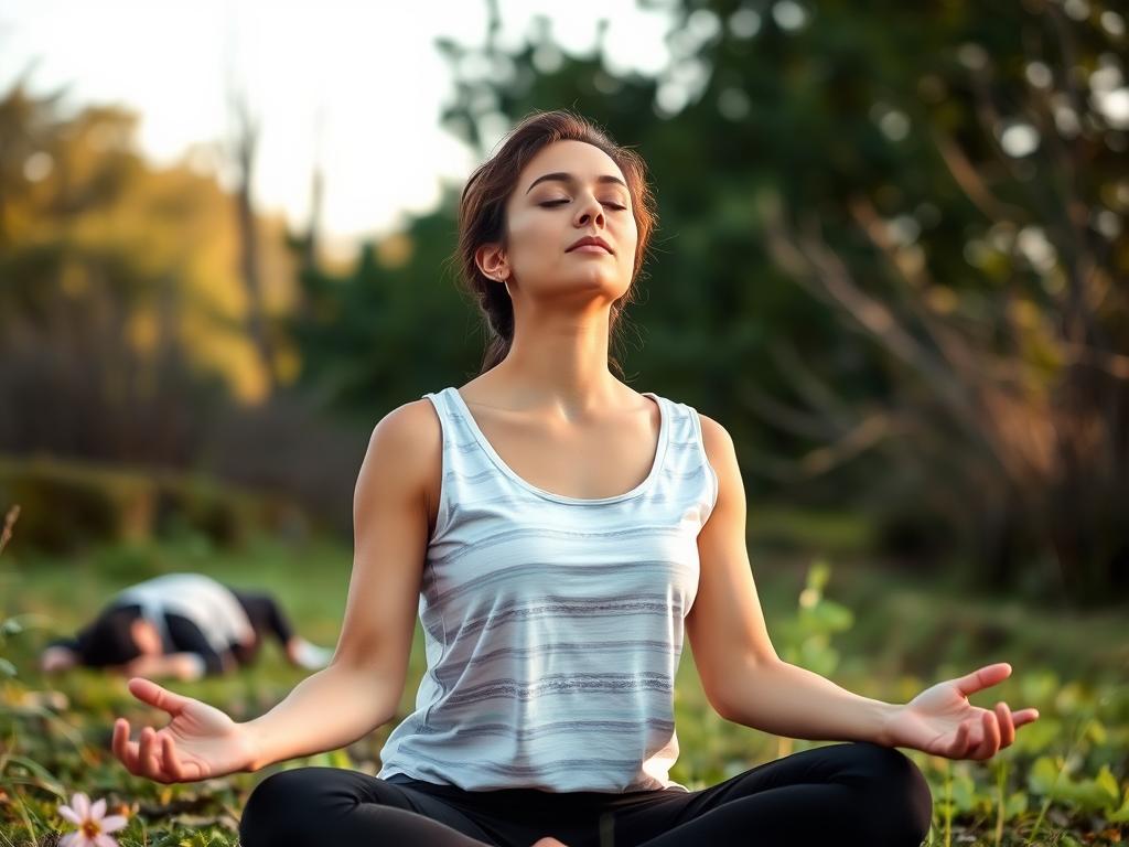Person practicing deep breathing exercises as part of a smoking cessation protocol with Shilajit