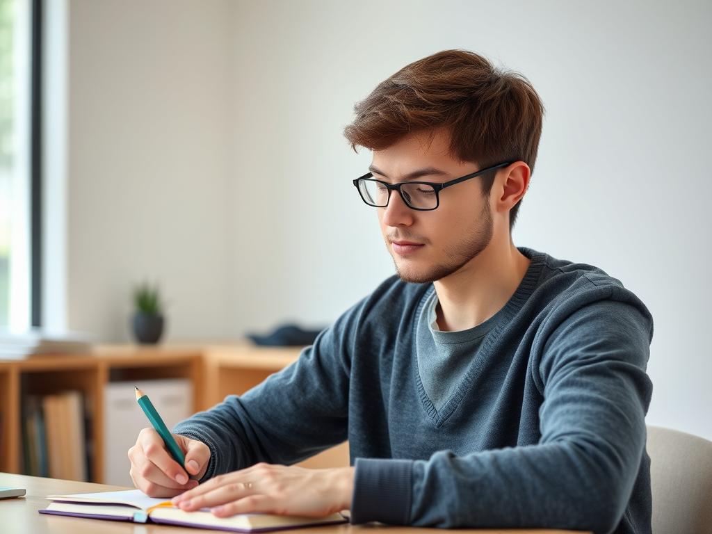 Person practicing mindful learning with focused attention on their task