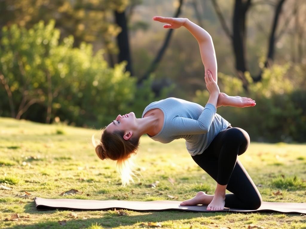 Person practicing yoga in a peaceful natural setting