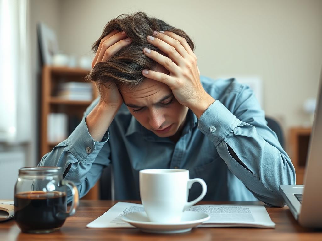 Person showing extreme fatigue and exhaustion, a primary symptom of adrenal fatigue