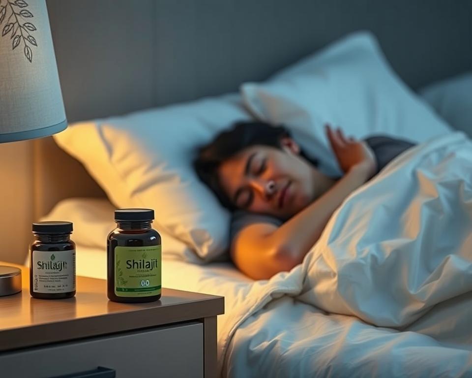 Person sleeping peacefully after using Shilajit for RLS