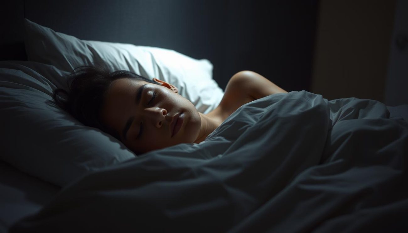 Person sleeping peacefully through the night after implementing proper sleep strategies