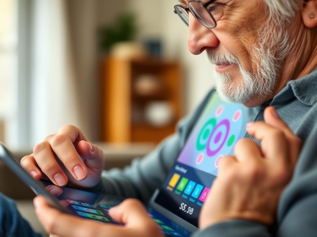 Person using a brain training app on a tablet to stay mentally sharp