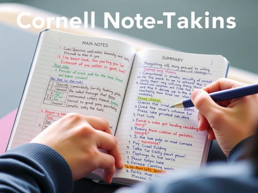 Person using the Cornell note-taking method to improve memory and recall