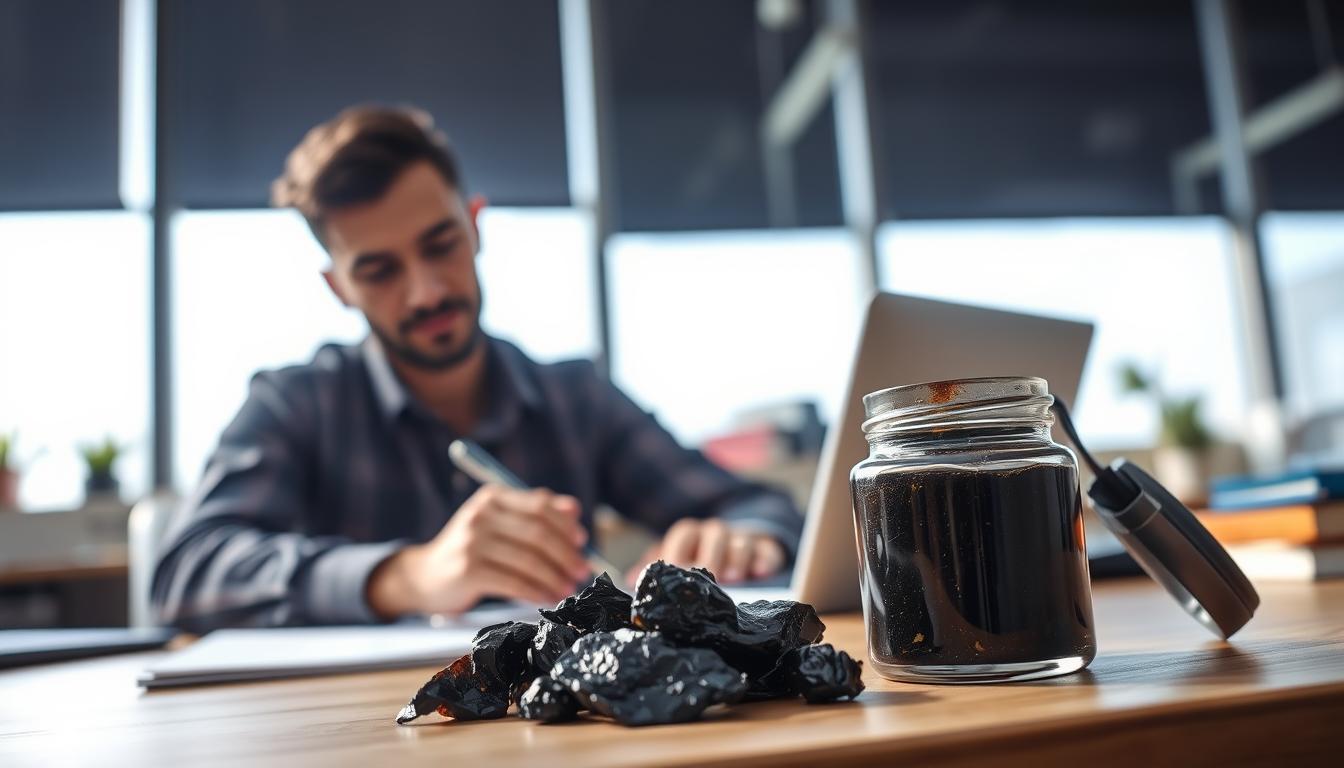 Person working with improved focus and concentration after using shilajit