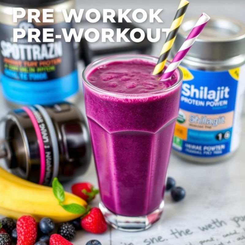 Pre-Workout Power Boost smoothie with Shilajit energy supplement