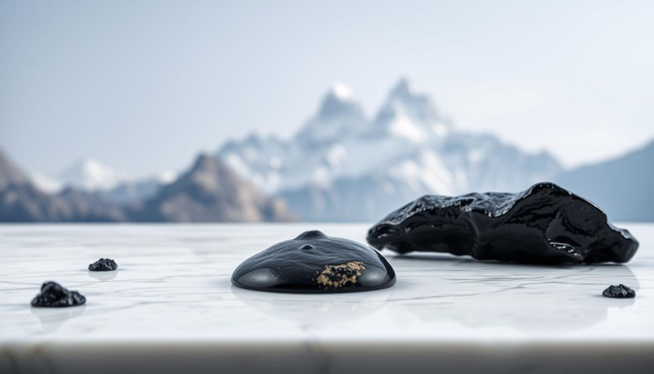 Raw Shilajit resin from Himalayan mountains for anxiety and stress relief
