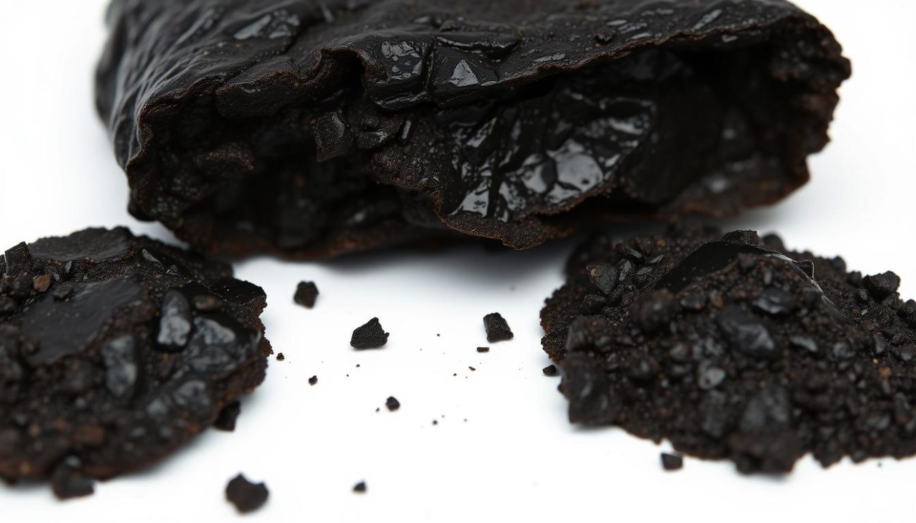 Raw Shilajit resin with its dark appearance and mineral-rich composition for muscle growth
