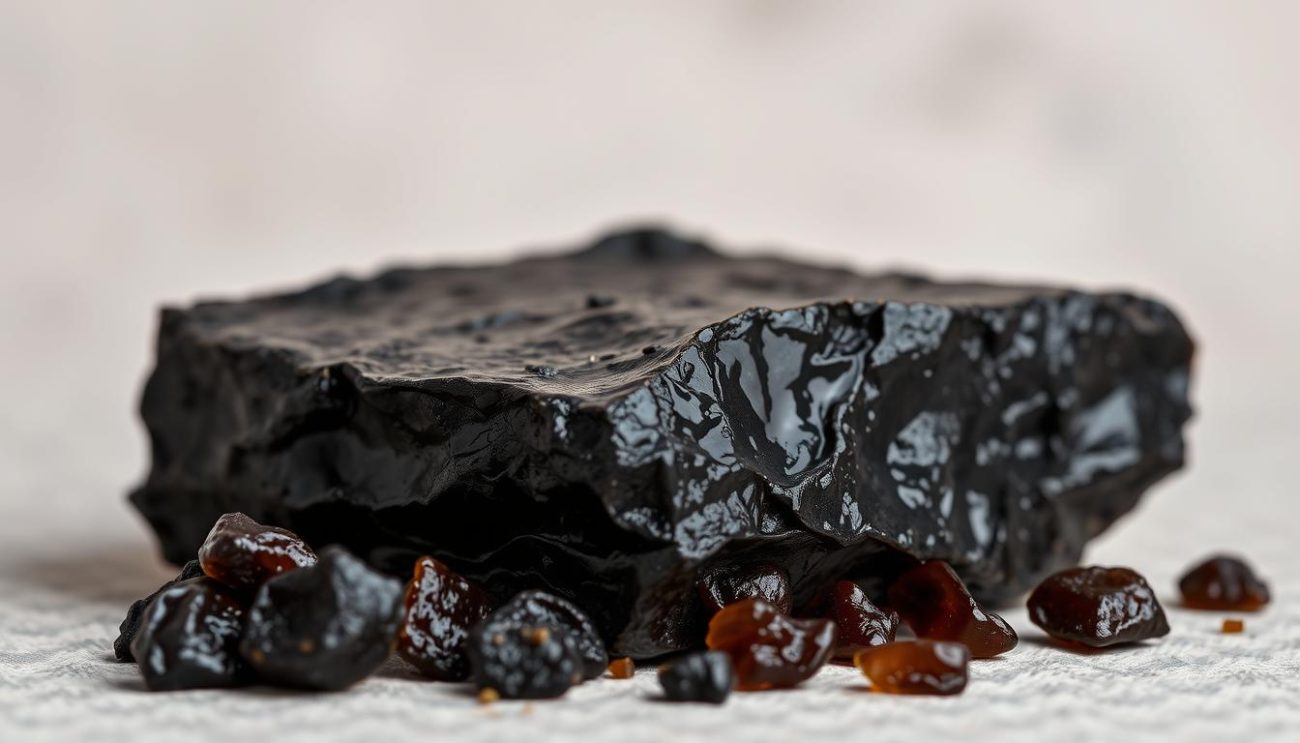 Raw shilajit resin from Himalayan mountains to boost mood naturally with shilajit