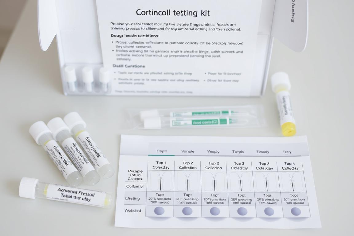 Saliva cortisol testing kit used to assess adrenal function