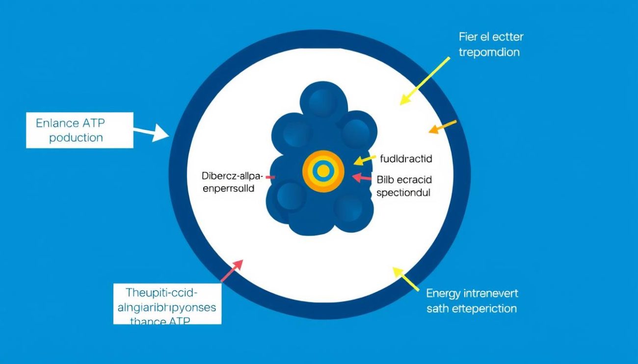Scientific diagram showing how natural pre workout Shilajit affects cellular energy production