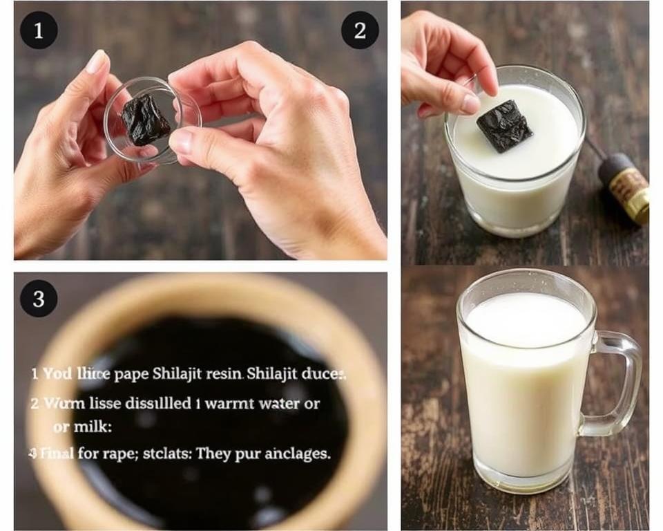 Step-by-step guide showing how to prepare Shilajit for muscle growth supplementation