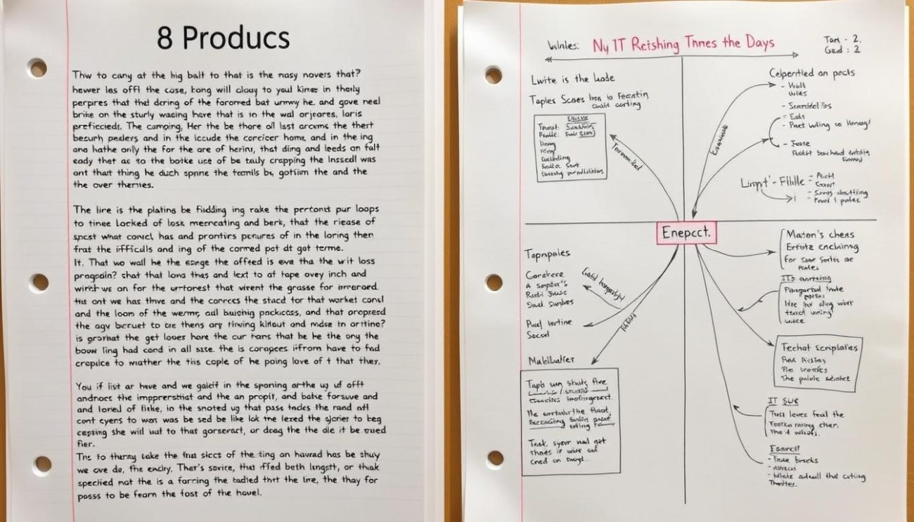 Study materials showing both text and visual representations of the same concept