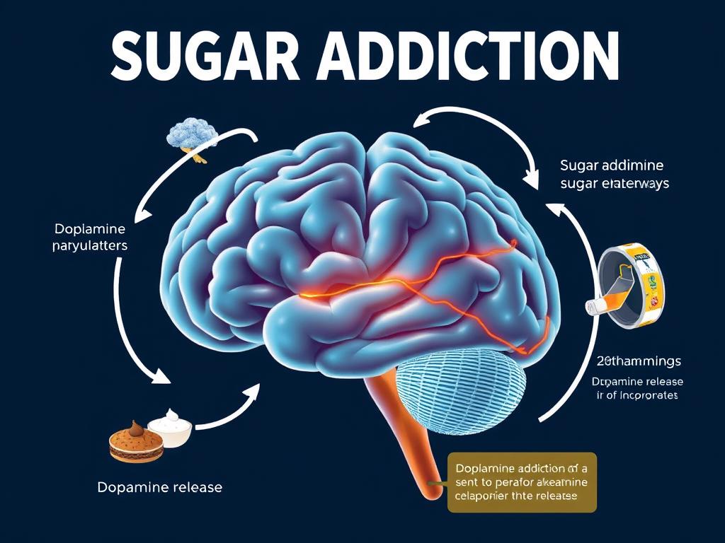 Visual representation of sugar addiction cycle in the brain