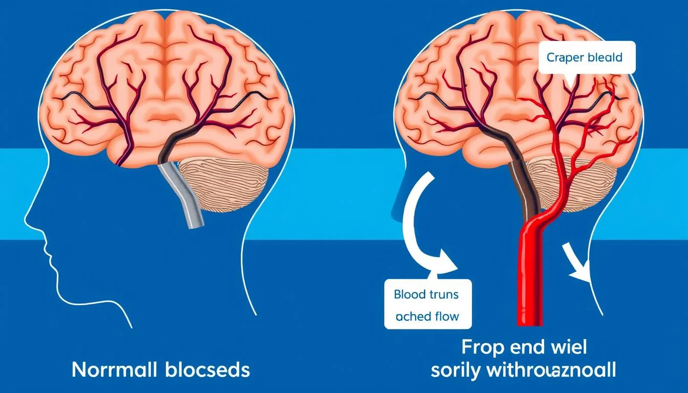 Diagram showing how caffeine affects blood vessels in the brain causing withdrawal headaches